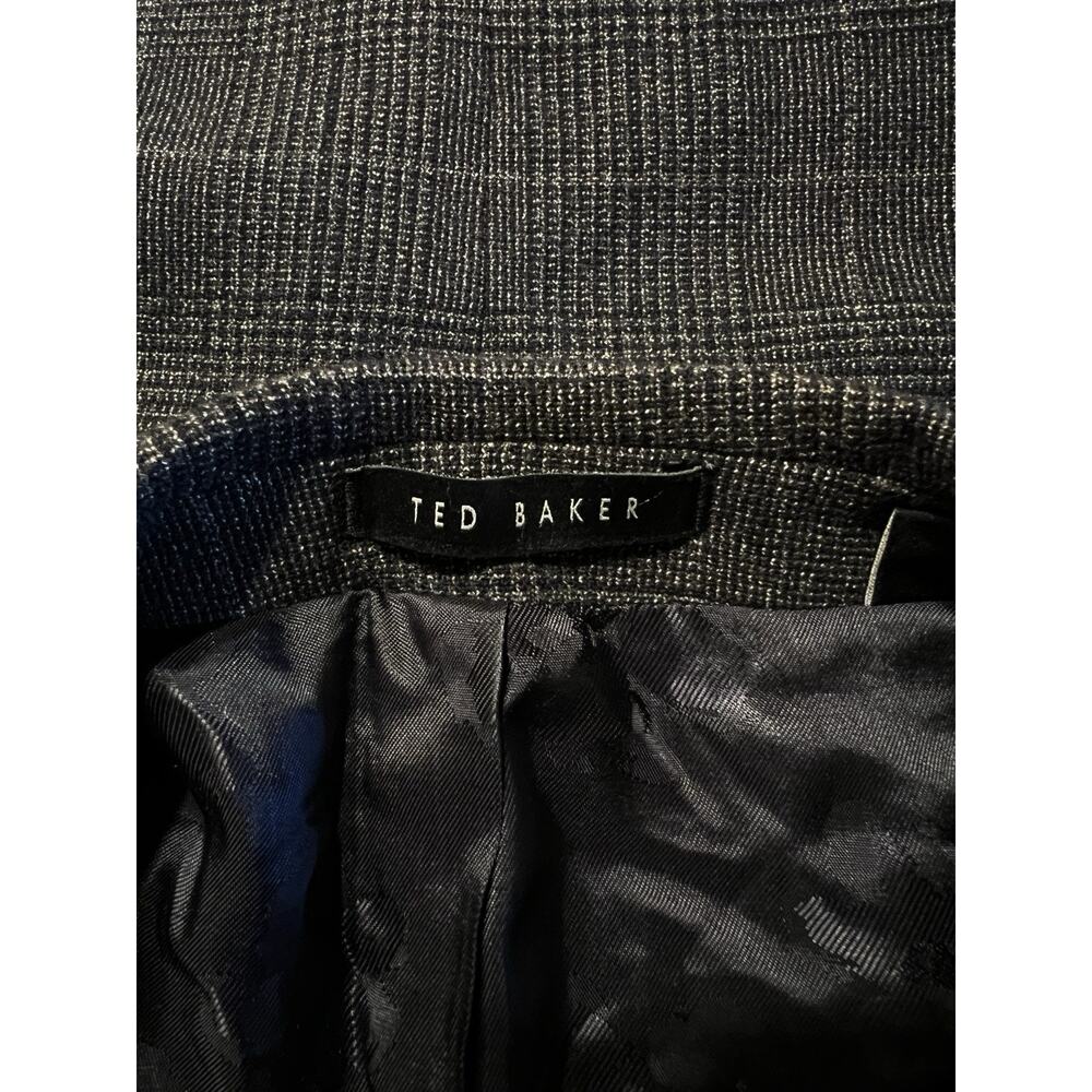 Ted Baker London Blazer 40R Slim Gunmetal Blue Gray Glen Plaid Cotton Blend - Picture 13 of 16